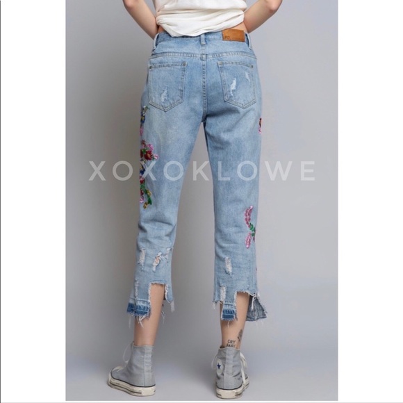 POL Retro 90s Grunge Embroidered Denim Jeans - Picture 6 of 11